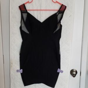 Tobi Wine Room Black Mesh Bodycon Dress Size Large